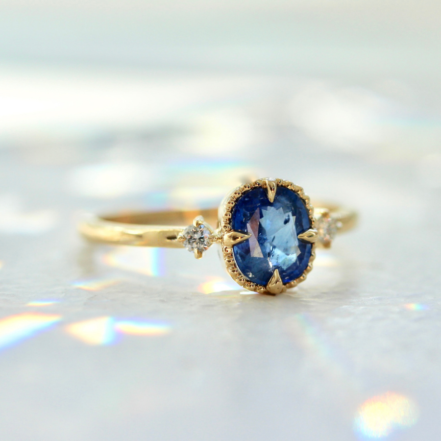 
            Blue Sunrise Cushion Cut Sapphire Ring