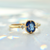Blue Sunrise Cushion Cut Sapphire Ring