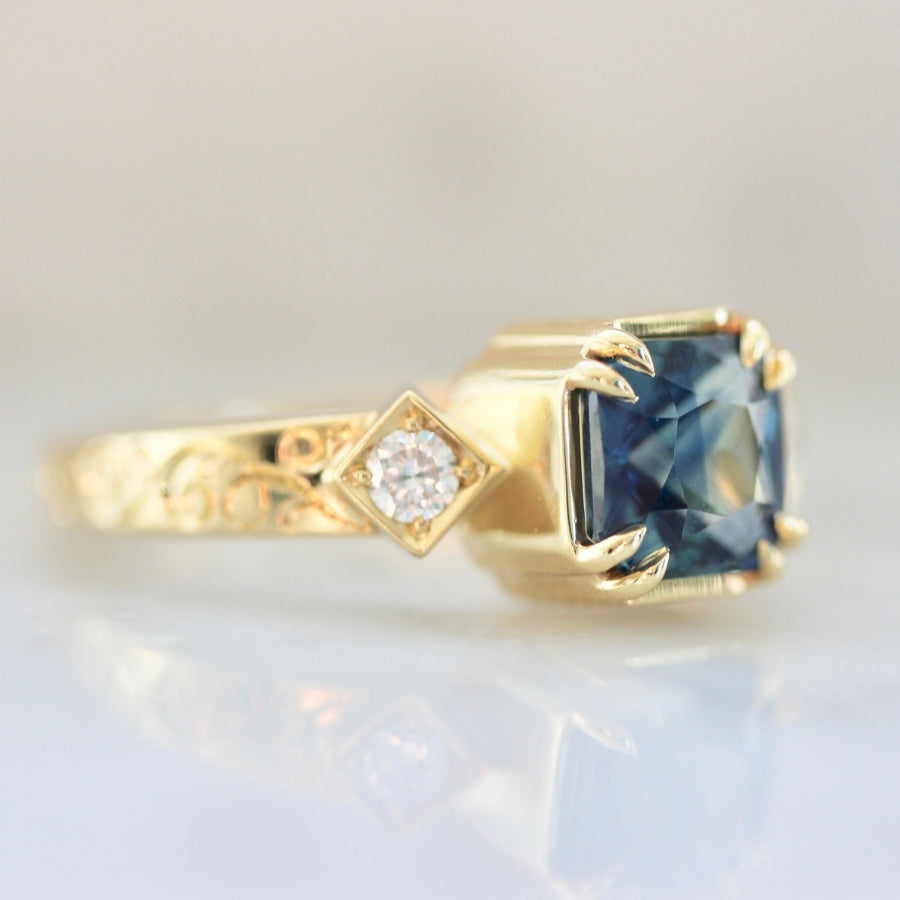 
            Glory Days Blue-Green Square Radiant Cut Sapphire Ring