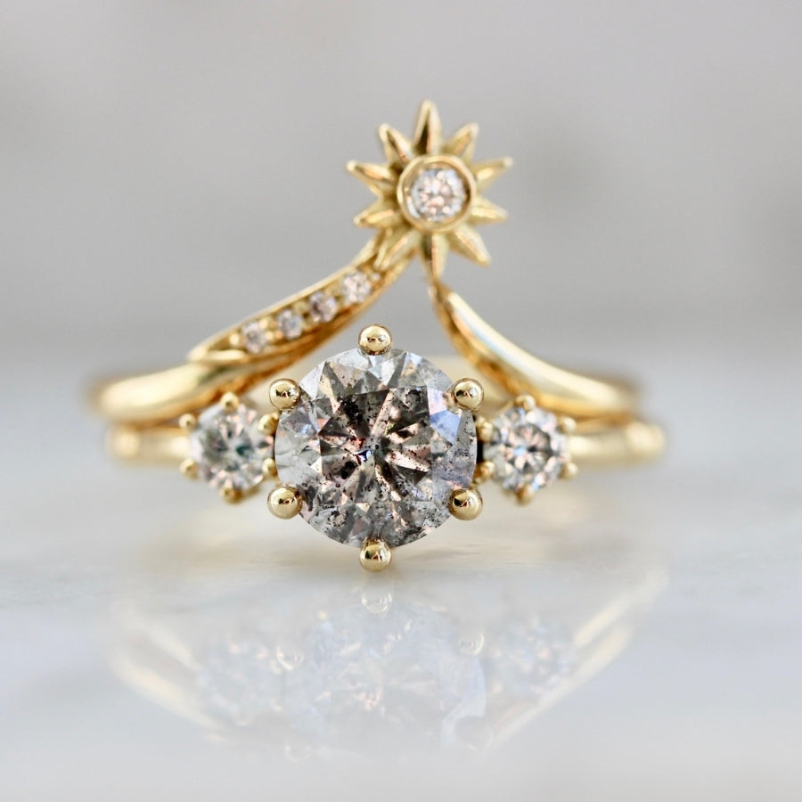 Dolce Salt & Pepper Round Brilliant Cut Diamond Trilogy Ring