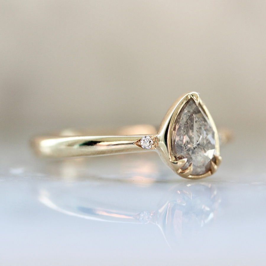 
            Avery Icey Pear Rose Cut Champagne Diamond Ring