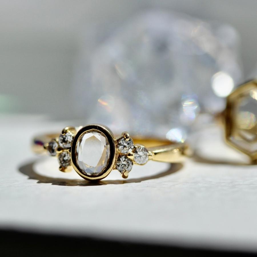 Simone White Portrait Oval Cut Diamond Ring