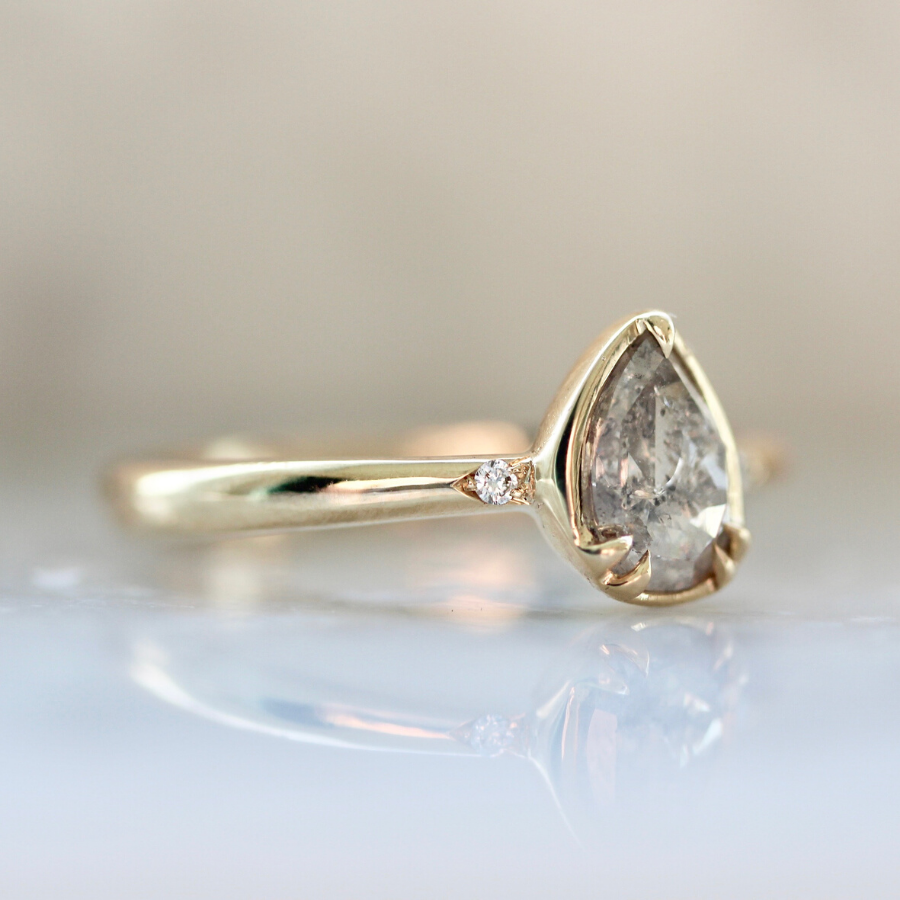 Avery Icey Pear Rose Cut Champagne Diamond Ring