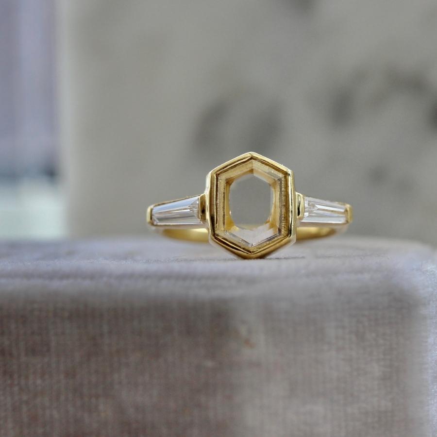 Honore White Portrait Hexagon Cut Diamond Ring