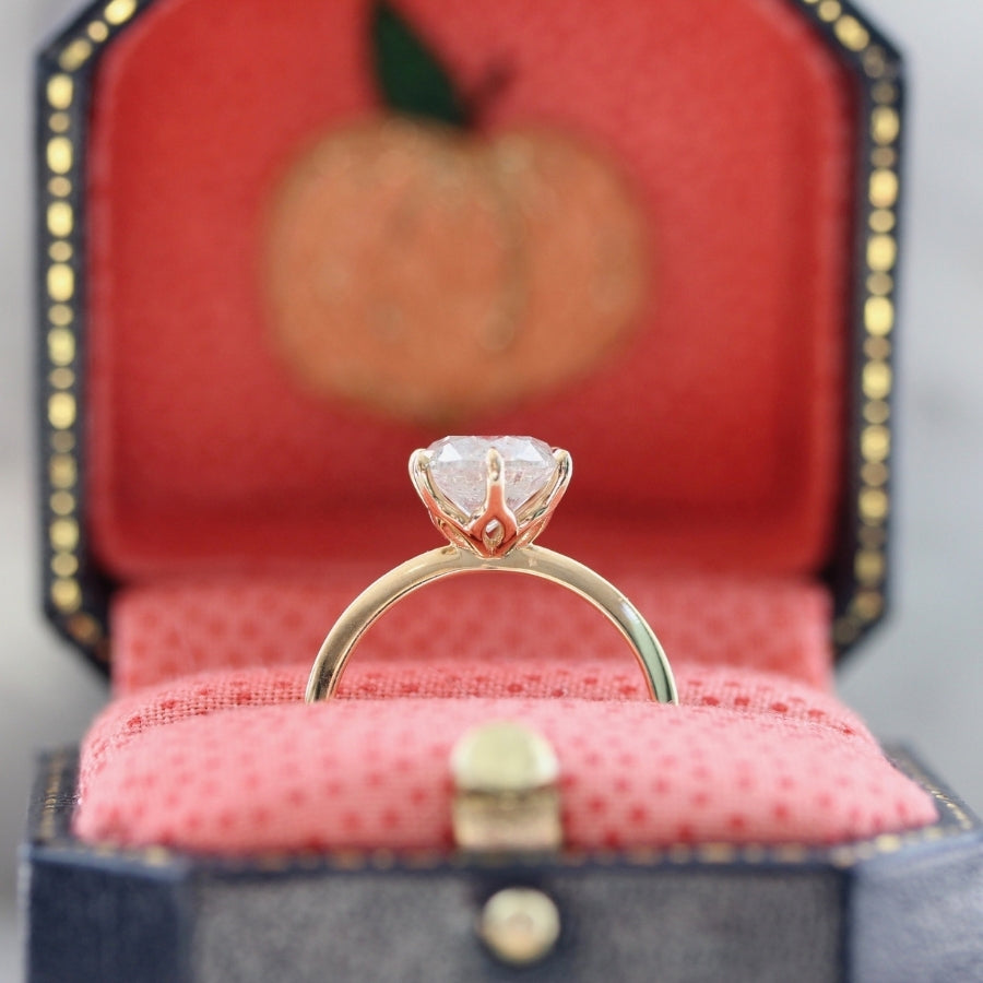 Peachy Keen Icy Salt & Pepper Round Brilliant Cut Diamond Ring
