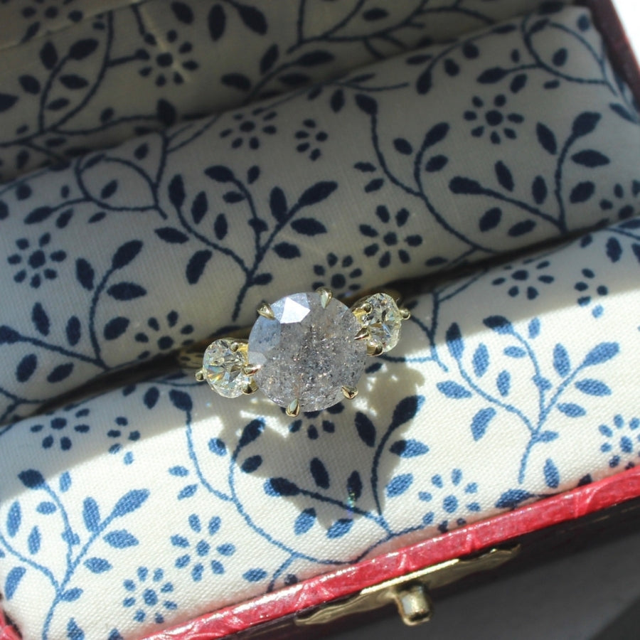 Seraphim Salt & Pepper Round Brilliant Cut Diamond Ring