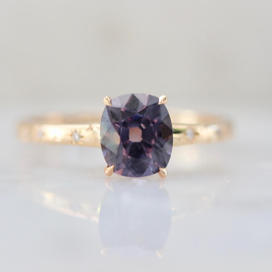 Binor Purple Elongated Cushion Cut Spinel Ring