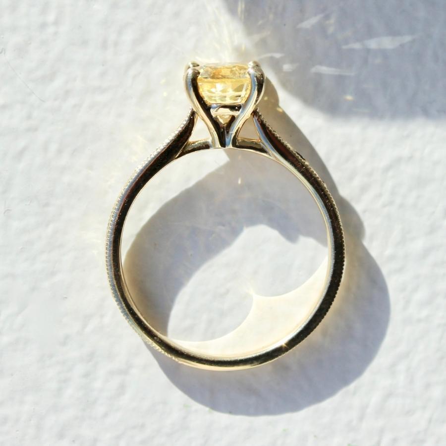 Lemon Wedge Yellow Round Brilliant Cut Sapphire Ring