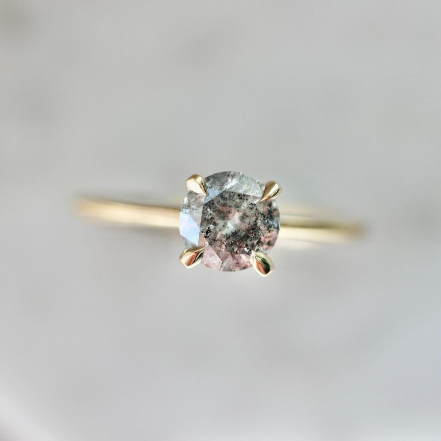 .96 Carat Stella Salt & Pepper Round Brilliant Cut Diamond Ring