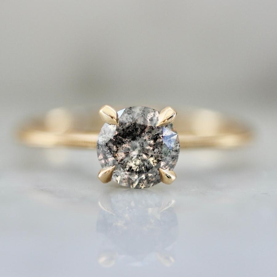 .96 Carat Stella Salt & Pepper Round Brilliant Cut Diamond Ring