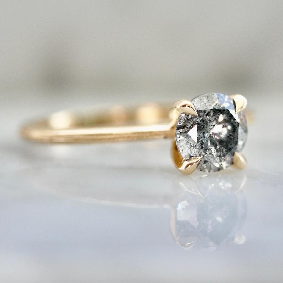 .96 Carat Stella Salt & Pepper Round Brilliant Cut Diamond Ring