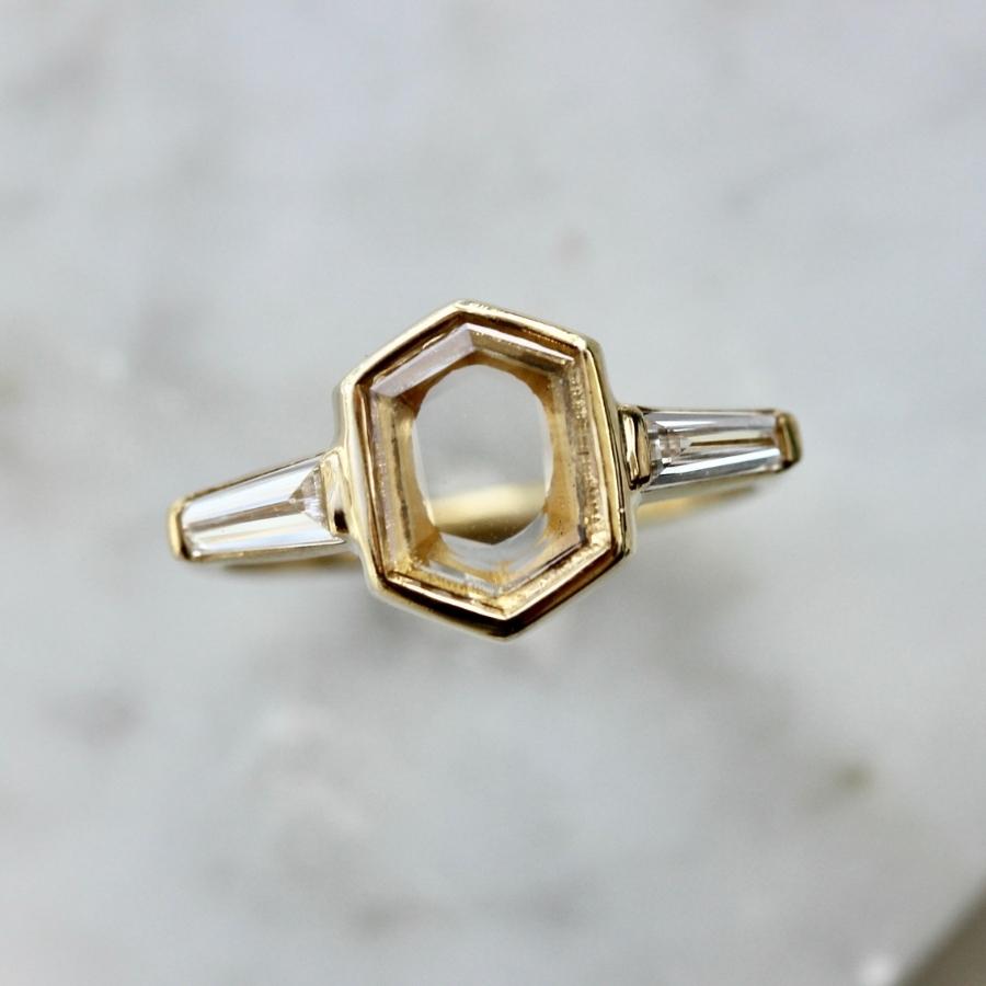 Honore White Portrait Hexagon Cut Diamond Ring