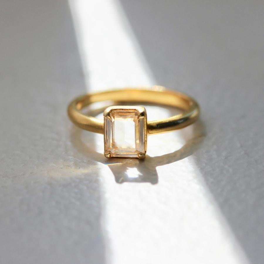 Esmee Champagne Rectangle Step Cut Diamond Ring