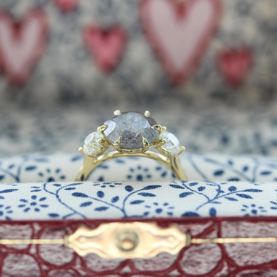 Seraphim Salt & Pepper Round Brilliant Cut Diamond Ring