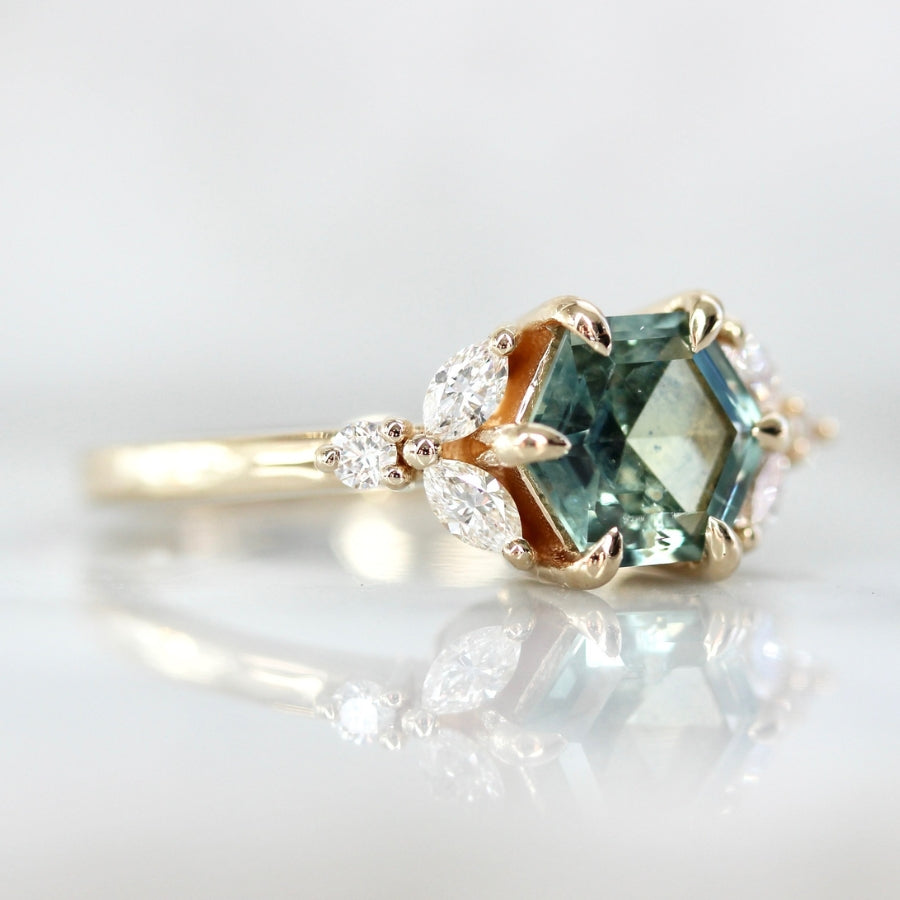 
            Adelaida Green Hexagon Cut Sapphire Ring