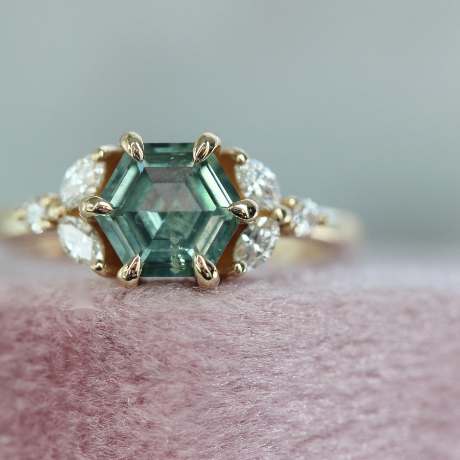Three Stone Green Sapphire Remember Ring