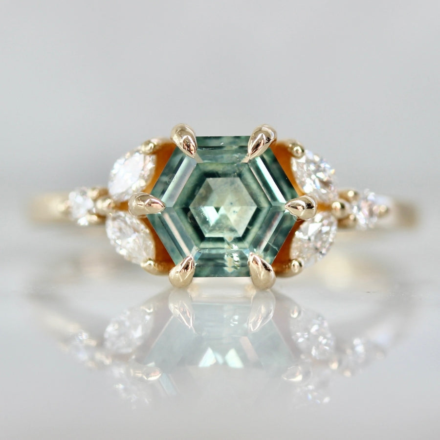 Adelaida Green Hexagon Cut Sapphire Ring