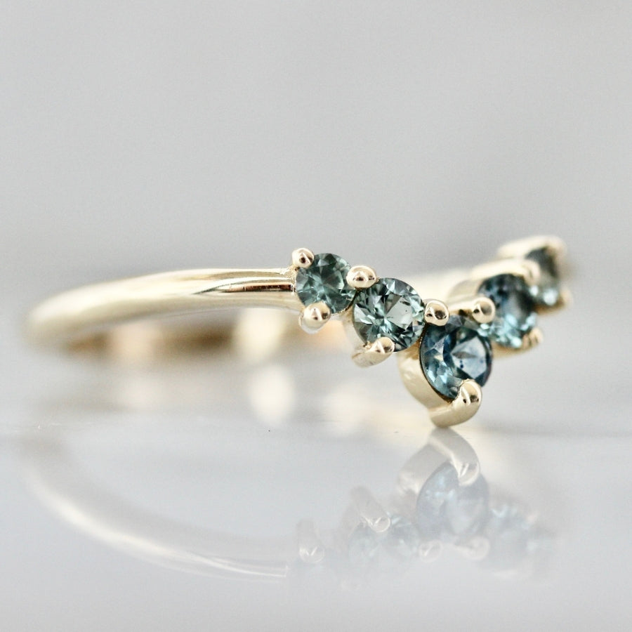 After Party Teal Round Brilliant Cut Sapphire Band