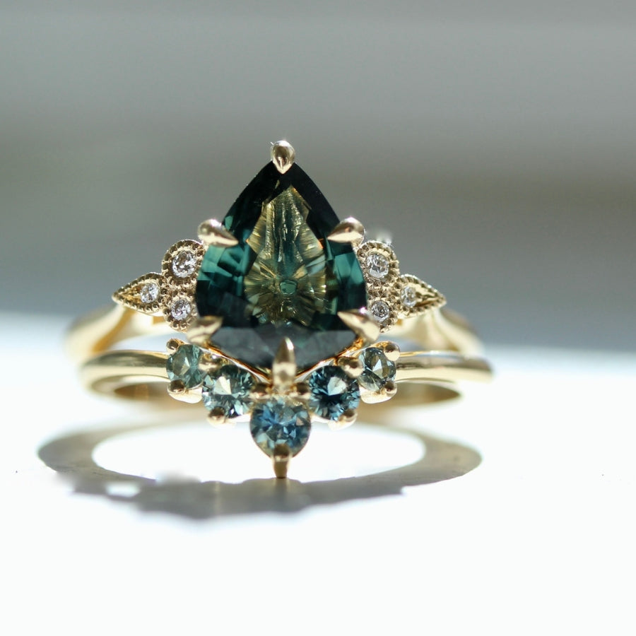 After Party Teal Round Brilliant Cut Sapphire Band