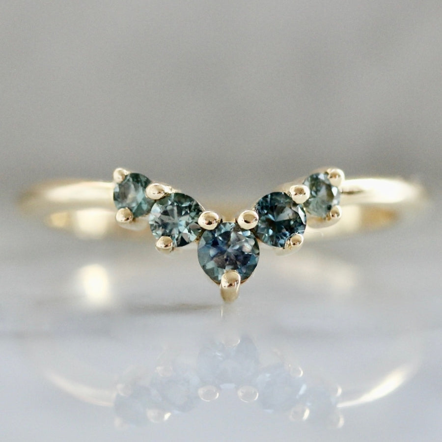 After Party Teal Round Brilliant Cut Sapphire Band