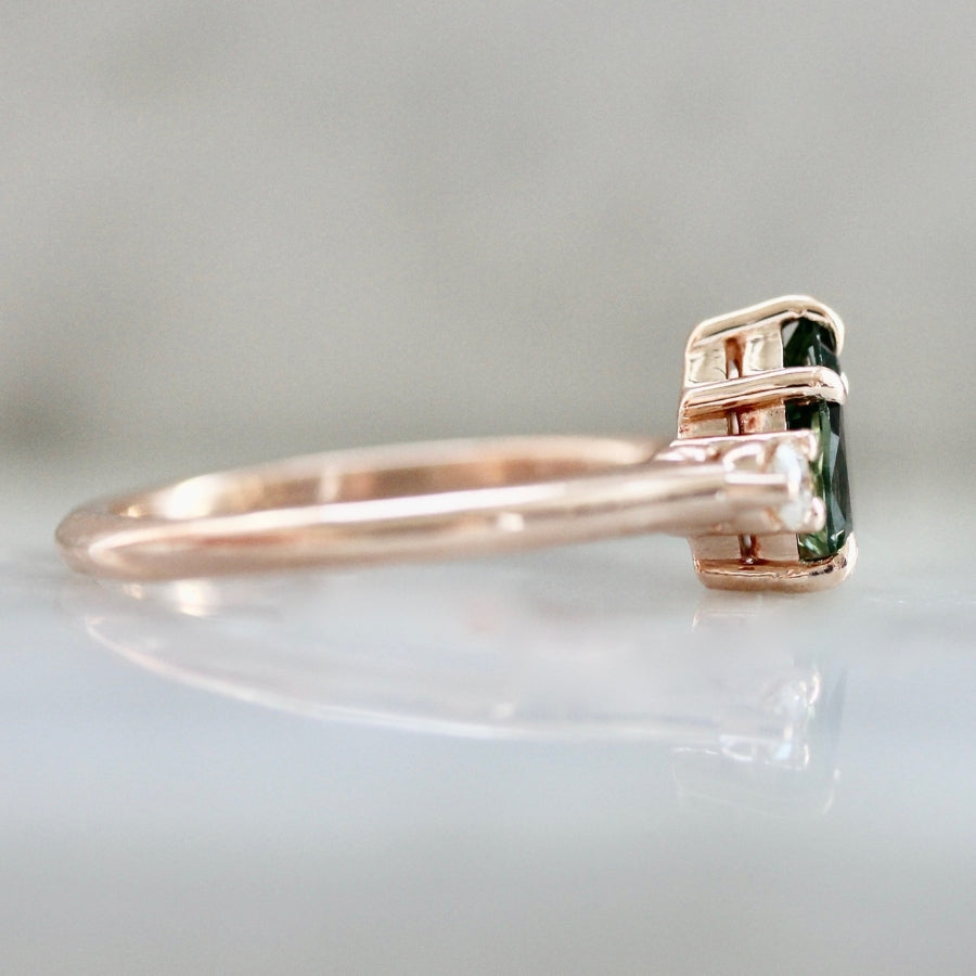 Ambrosia Green Pear Cut Sapphire Ring