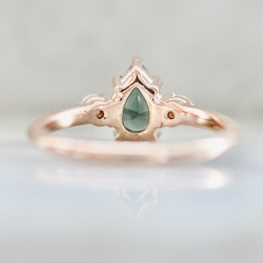 Ambrosia Green Pear Cut Sapphire Ring