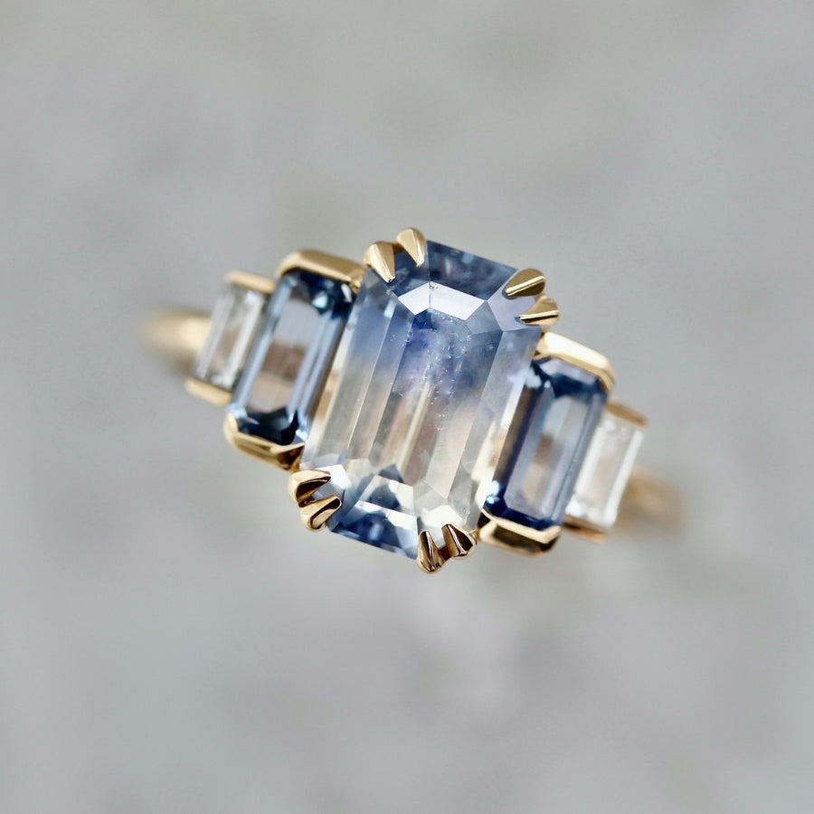 Amuse Bouche Blue Bi-Color Emerald Cut Sapphire Ring