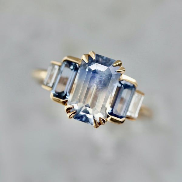 Amuse Bouche Blue Bi-Color Emerald Cut Sapphire Ring