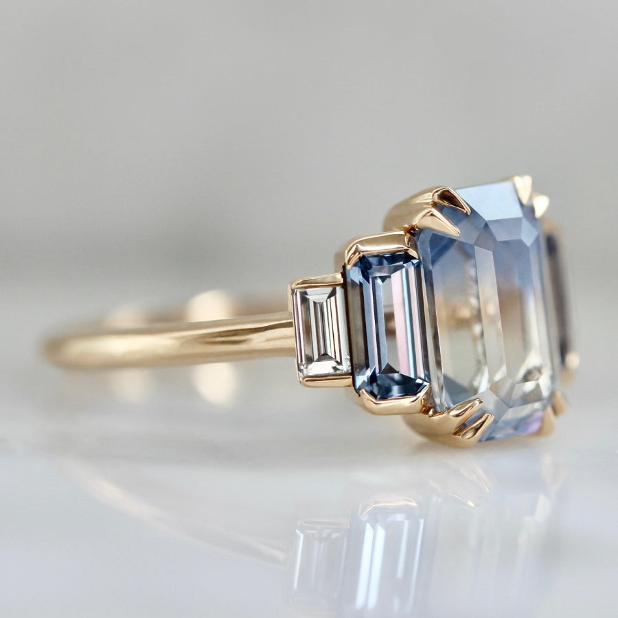 Amuse Bouche Blue Bi-Color Emerald Cut Sapphire Ring