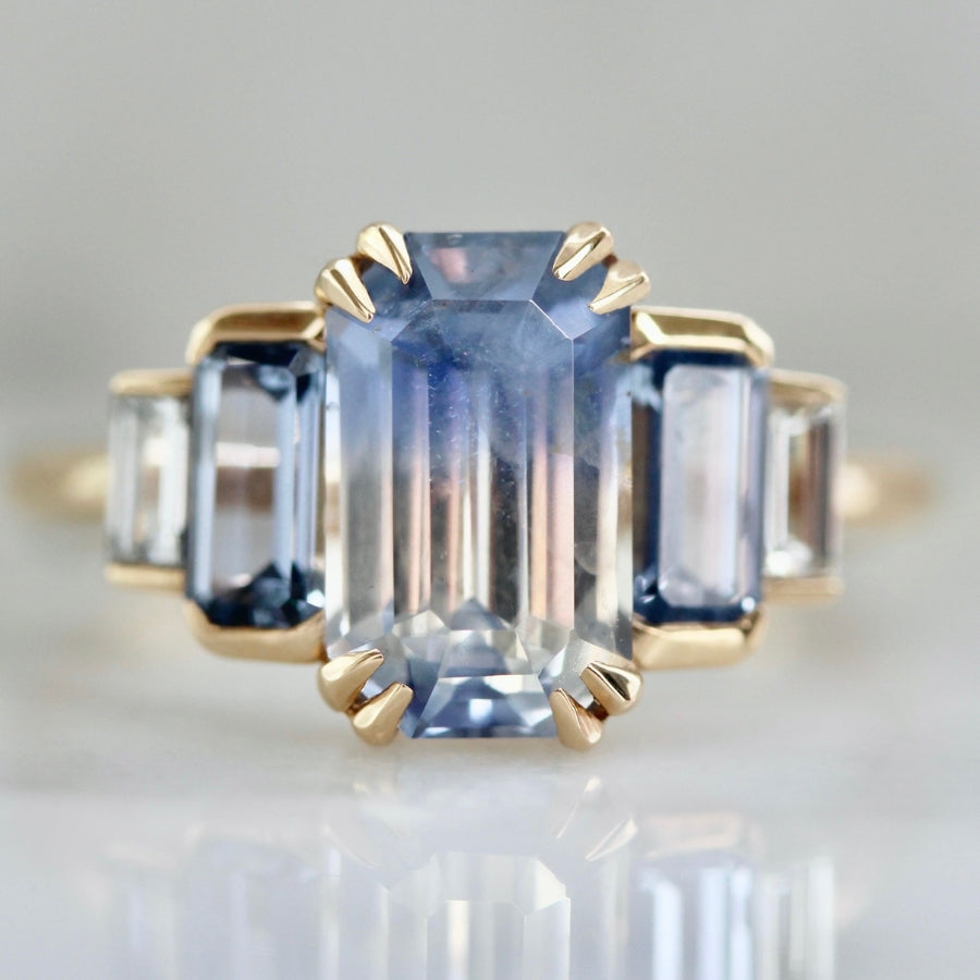 Amuse Bouche Blue Bi-Color Emerald Cut Sapphire Ring