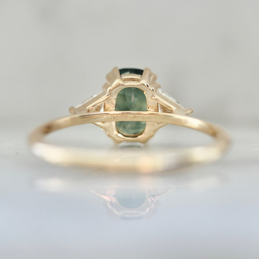 Arden Green Cushion Cut Sapphire Ring