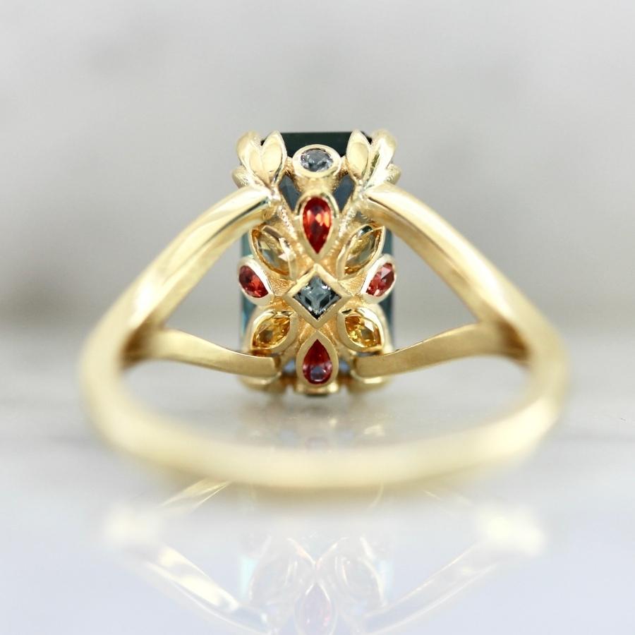 
            Azulejos Teal Emerald Cut Sapphire Ring