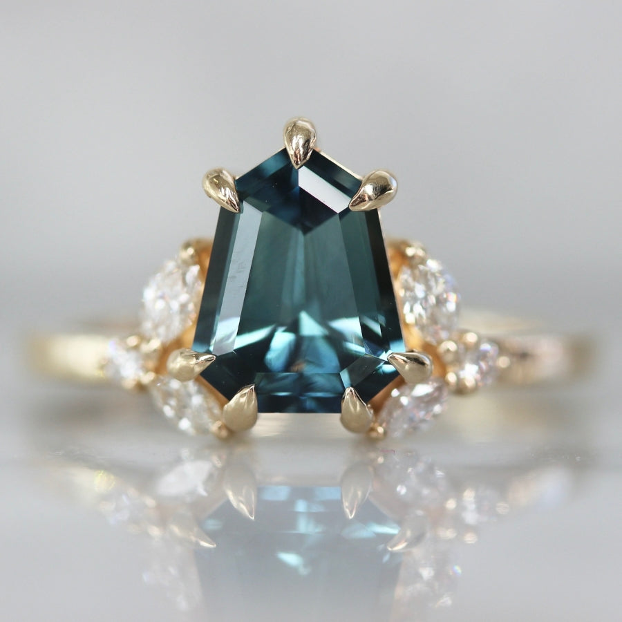 Montana Sapphire Teal Modified Shield Cut 14k Gold Solitaire Ring –  Mountain Momma Gems