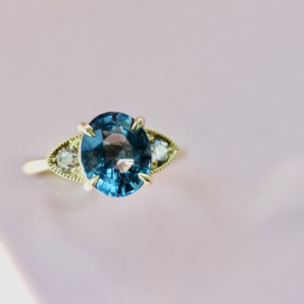 Berry Patch Blue Oval Cut Spinel Ring
