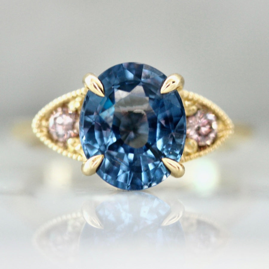 Berry Patch Blue Oval Cut Spinel Ring