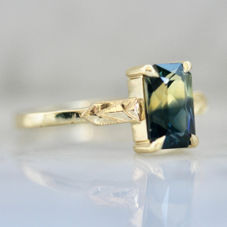 Big Dill Light Green-Blue Emerald Cut Parti Sapphire
