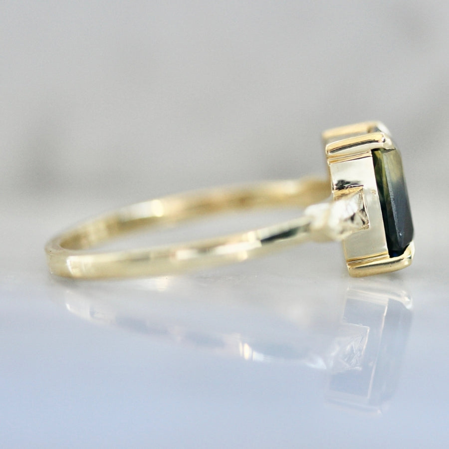 Big Dill Light Green-Blue Emerald Cut Parti Sapphire