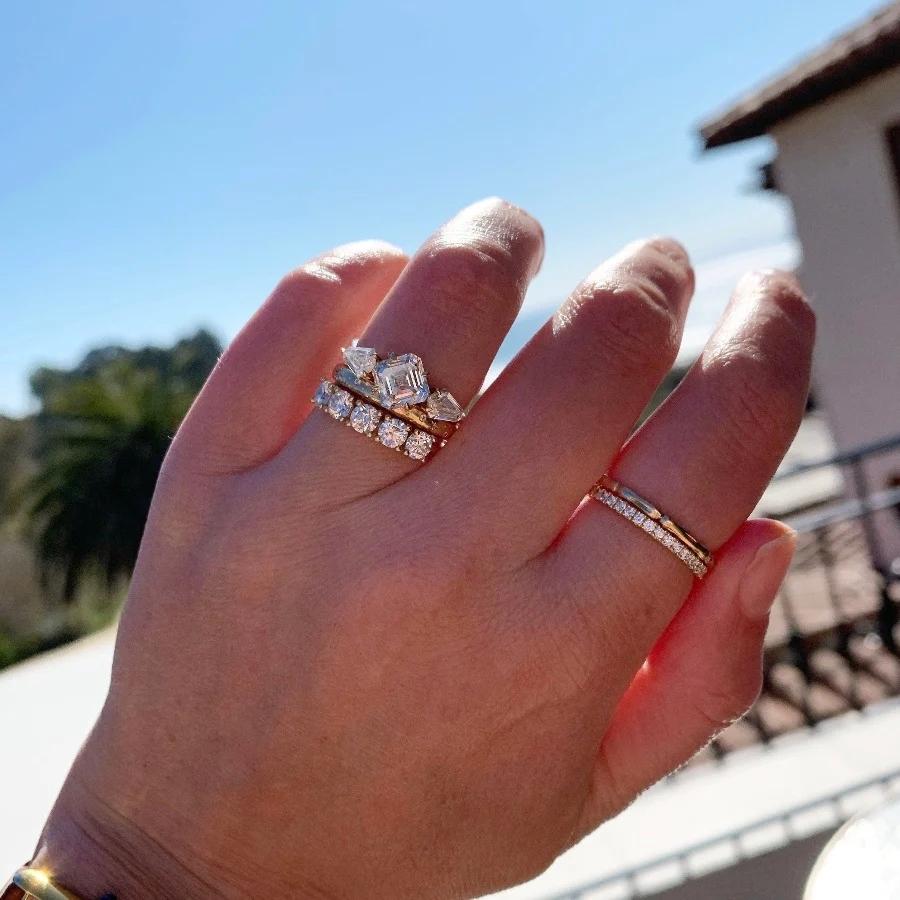 Bisous French Pavé White Diamond Band