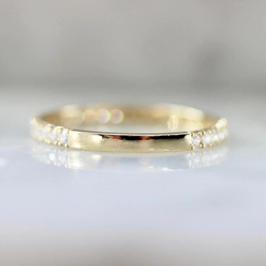 Bisous French Pavé White Diamond Band