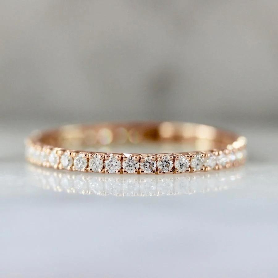 Bisous French Pavé White Diamond Band