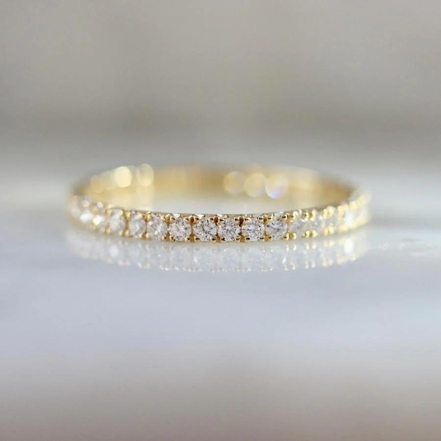 Bisous French Pavé White Diamond Band