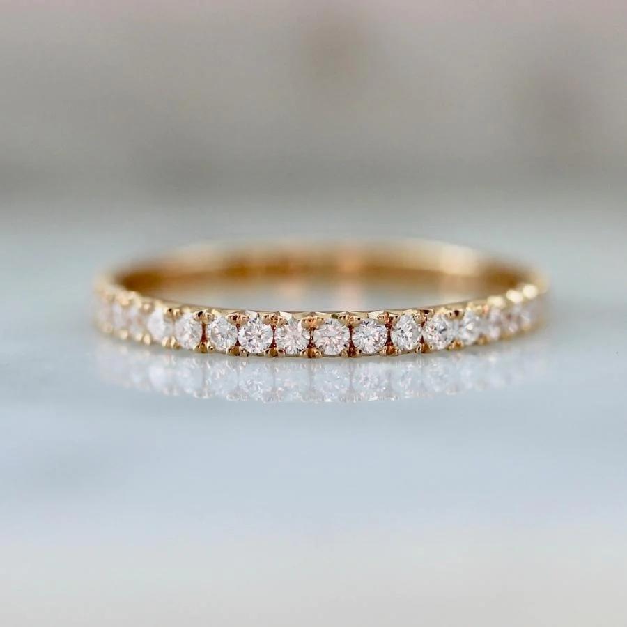Bisous French Pavé White Diamond Band