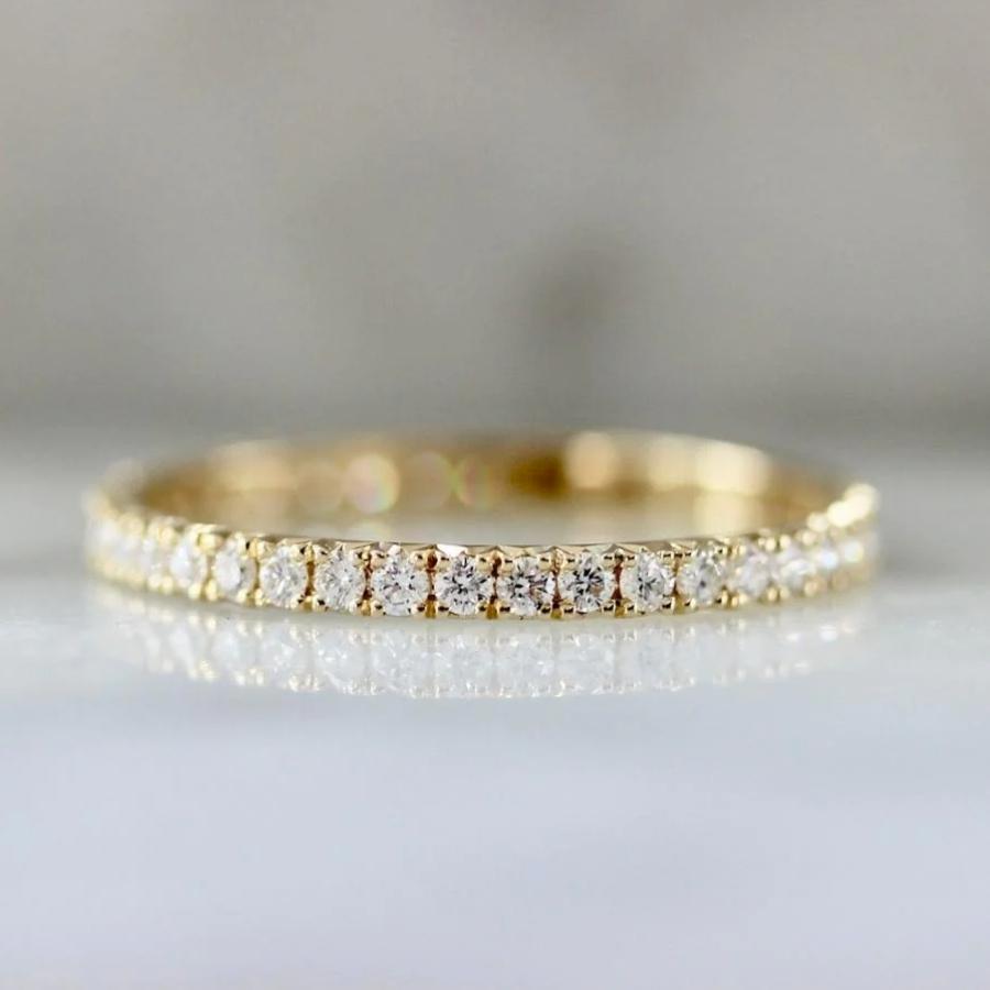 Bisous French Pavé White Diamond Band