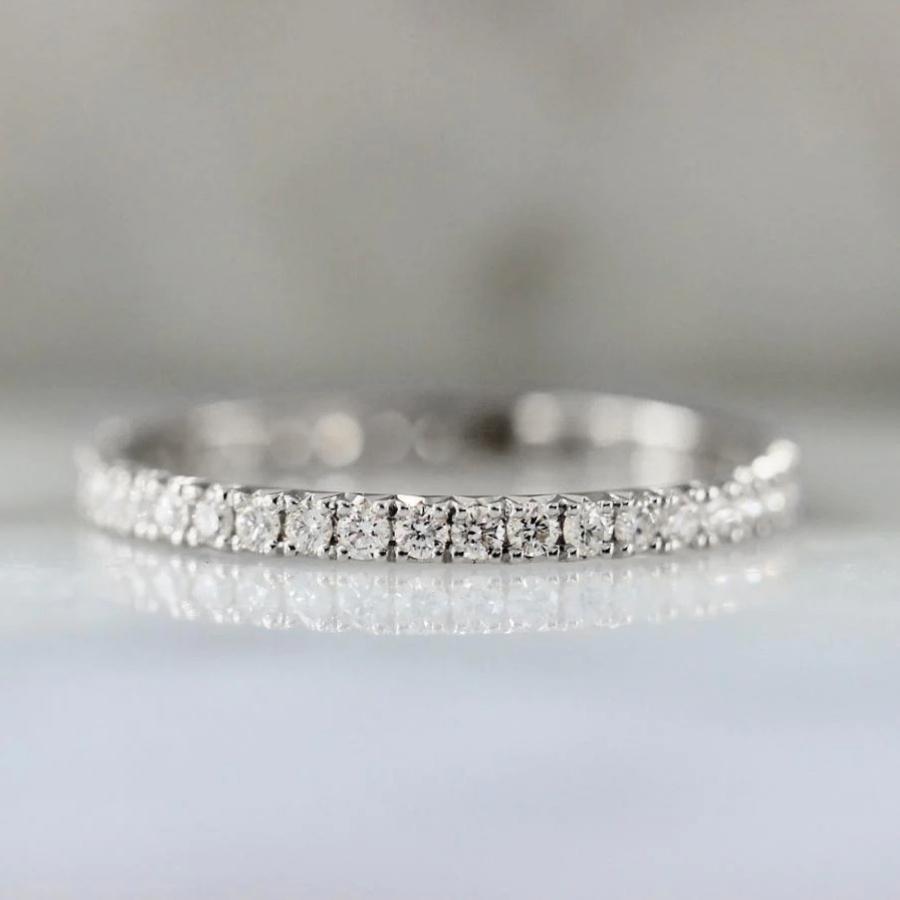 Bisous French Pavé White Diamond Band