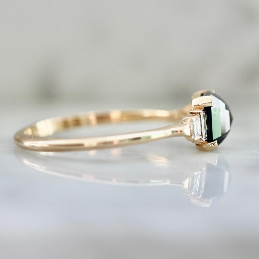 Black Forest Smokey Grey Square Rose Cut Diamond Ring