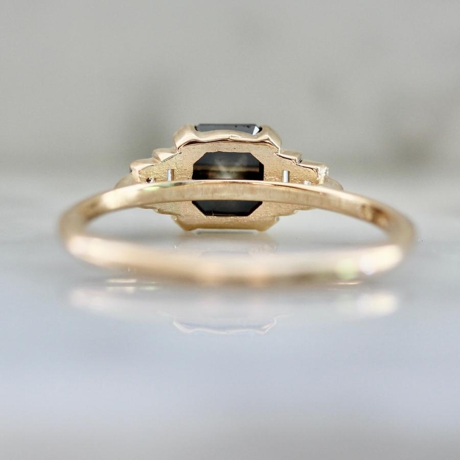 Black Forest Smokey Grey Square Rose Cut Diamond Ring