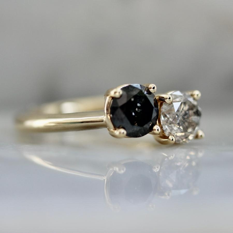 Black Swan Salt and Pepper Moi et Toi Diamond Ring