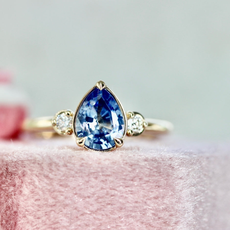 
            Blue Steel Pear Cut Sapphire Ring