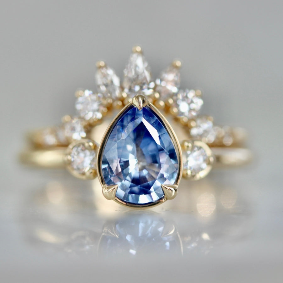 Blue Steel Pear Cut Sapphire Ring