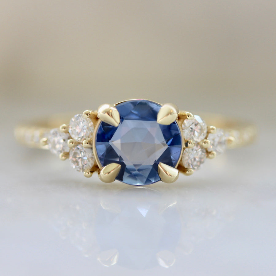 Blue rose cut sapphire ring